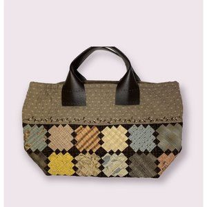 Zoe Ang Women's Fabric Tote Patchwork Faux Leather Handles Craft Project Bag
